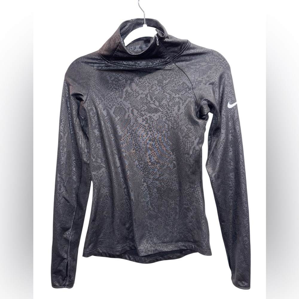 Nike animal Print Women athletic Dri Fit Long Sleeve Turtle Neck Top size XS